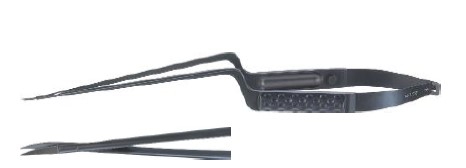 Мікроножиці Ноір, 120мм, гострі/гострі, вигнуті байонет 250 мм